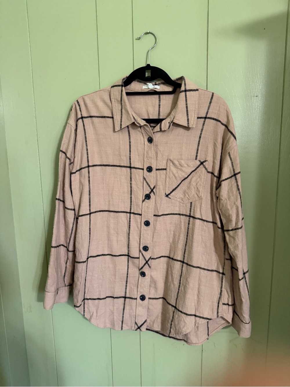 Maurices Beige/Tan Plaid Button-Down Shirt